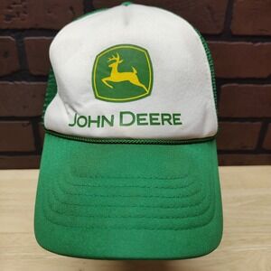 Vintage John Deere snap back hat farm life country green white one size fits all